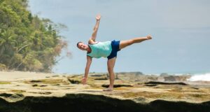 half moon pose Yogi Aaron