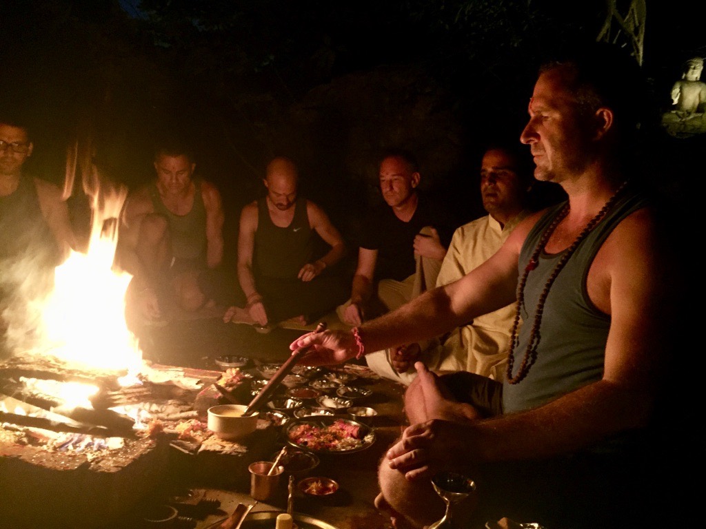 Yogi Aaron doing a fire ritual