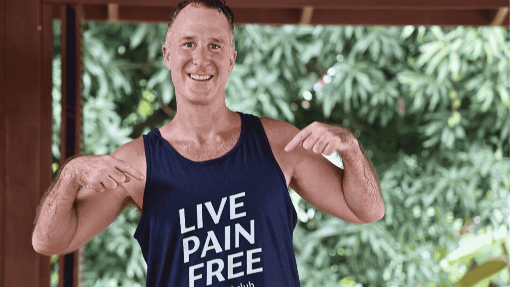 Yogi Aaron wearing a Live Pain Free T-shirt