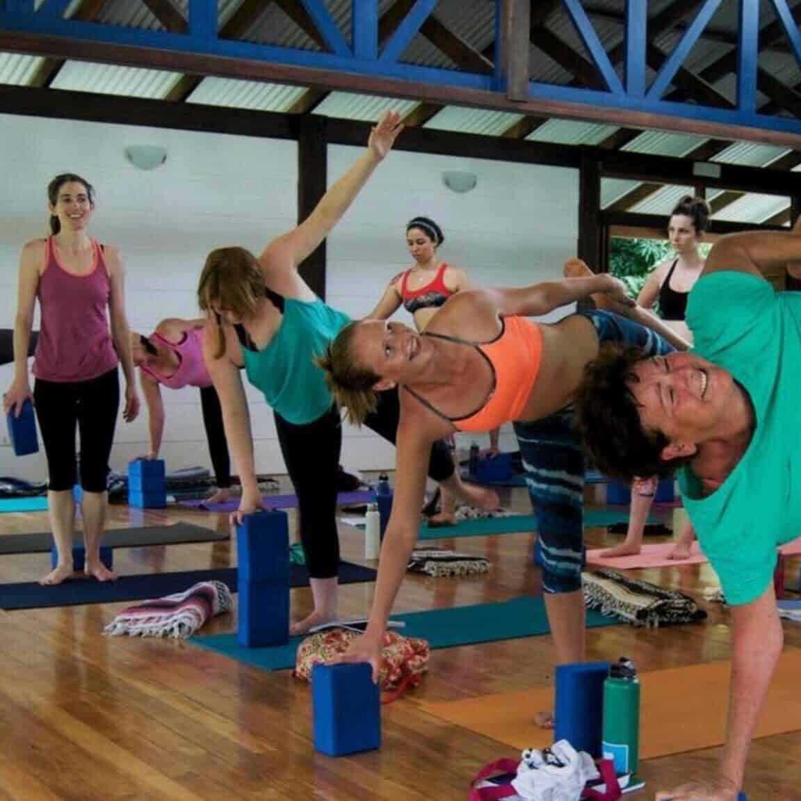 people practicing yoga at Blue Osa Yoga Retreat & Spa  in Costa Rica in their yoga shala