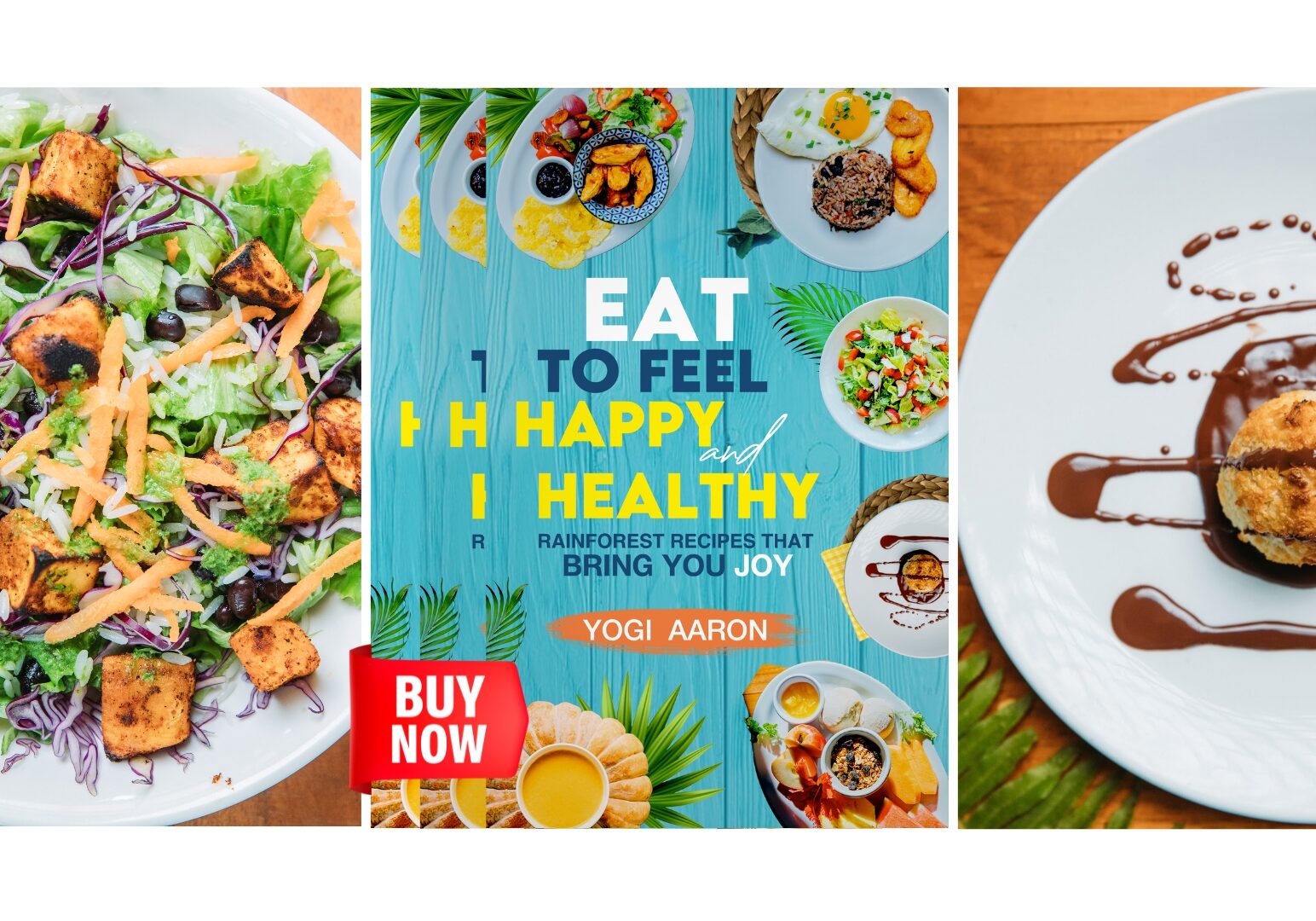 Blue Osa's "Eat to Feel Happy and Healthy" book cover.